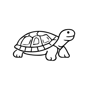black line doodle icon of a turtle