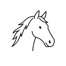 black line doodle icon of a horse's face